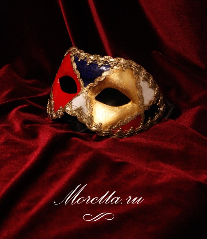 Венецианская маска красно-золотая для мужчин и женщин 2